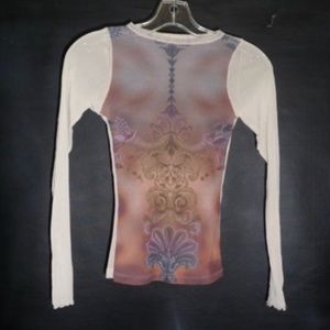 Forever 21 Womens LS Sheer Mesh Top